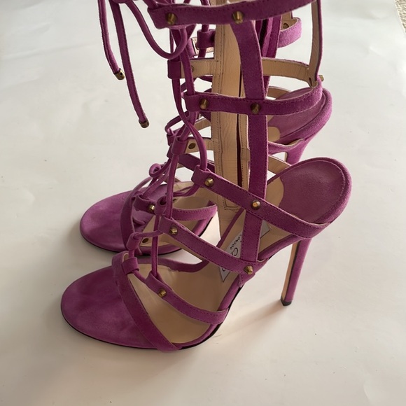 Jimmy Choo Meddle Caged Sandals in Orchid Suede Size 39 - Picture 2 of 8